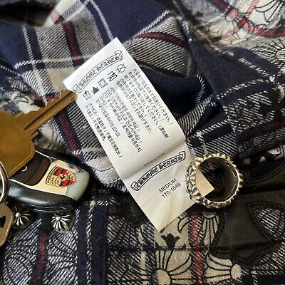 Chrome Hearts Cross Print Silver Button Loose Ends Flannel Chrome Hearts Cross Print Silver Button Loose Ends Flannel