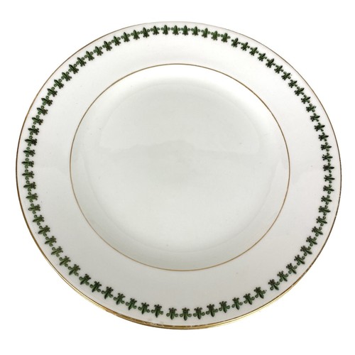 George Jones & Sons Crescent England Set 6 Plates Green Fleur De Lis Gold Rim - Picture 2 of 8