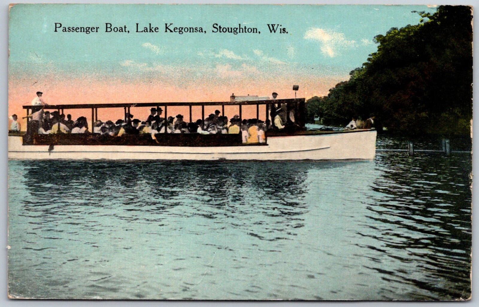 Postcard WI Stoughton Wisconsin Passenger Boat Lake Kegonsa A24 eBay