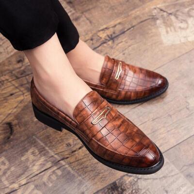 Men Pointed Toe Dress Shoes Slip On Loafers Driving Footwear Shoes 