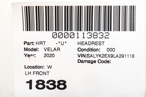 Land Rover Velar 2018-2025 asiento delantero izquierdo reposacabezas OEM negro_ébano - Imagen 11 de 11