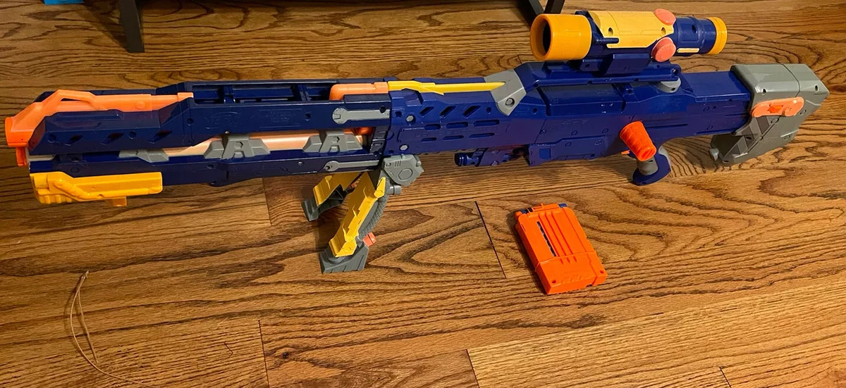 2006 Blue Nerf Gun Longshot CS6 NStrike Sniper Rifle Gun With