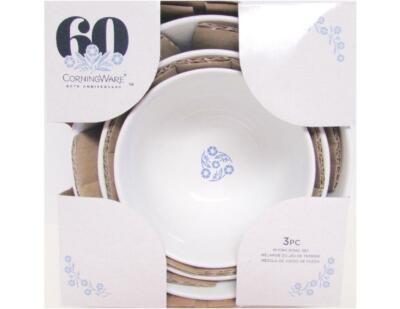 60th Anniversary 3-pc Corningware Corelle Cornflower Blue