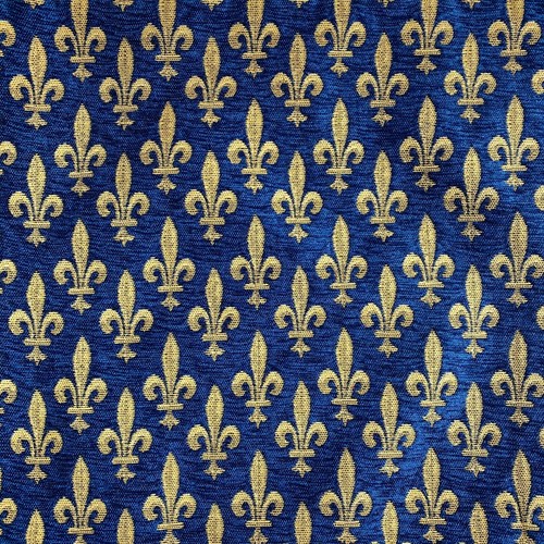 HIGH QUALITY 18" BELGIAN TAPESTRY CUSHION COVER BLUE GOLD, FLEUR DE LYS 8231/33 - Picture 2 of 5
