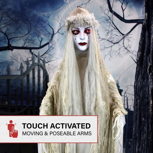 Life-Size Scary Ghost Bride, Halloween Animatronic with Touch Activated Lights a - Picture 6 of 11