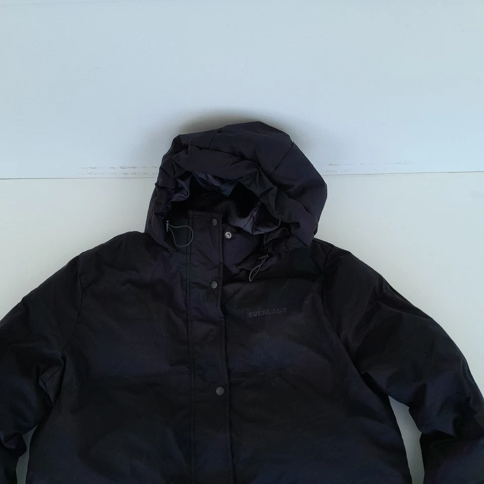 Chaqueta EVERLAST 12 negra para mujer abrigo acolchado acolchado largo medio con capucha Foto 2 de 4