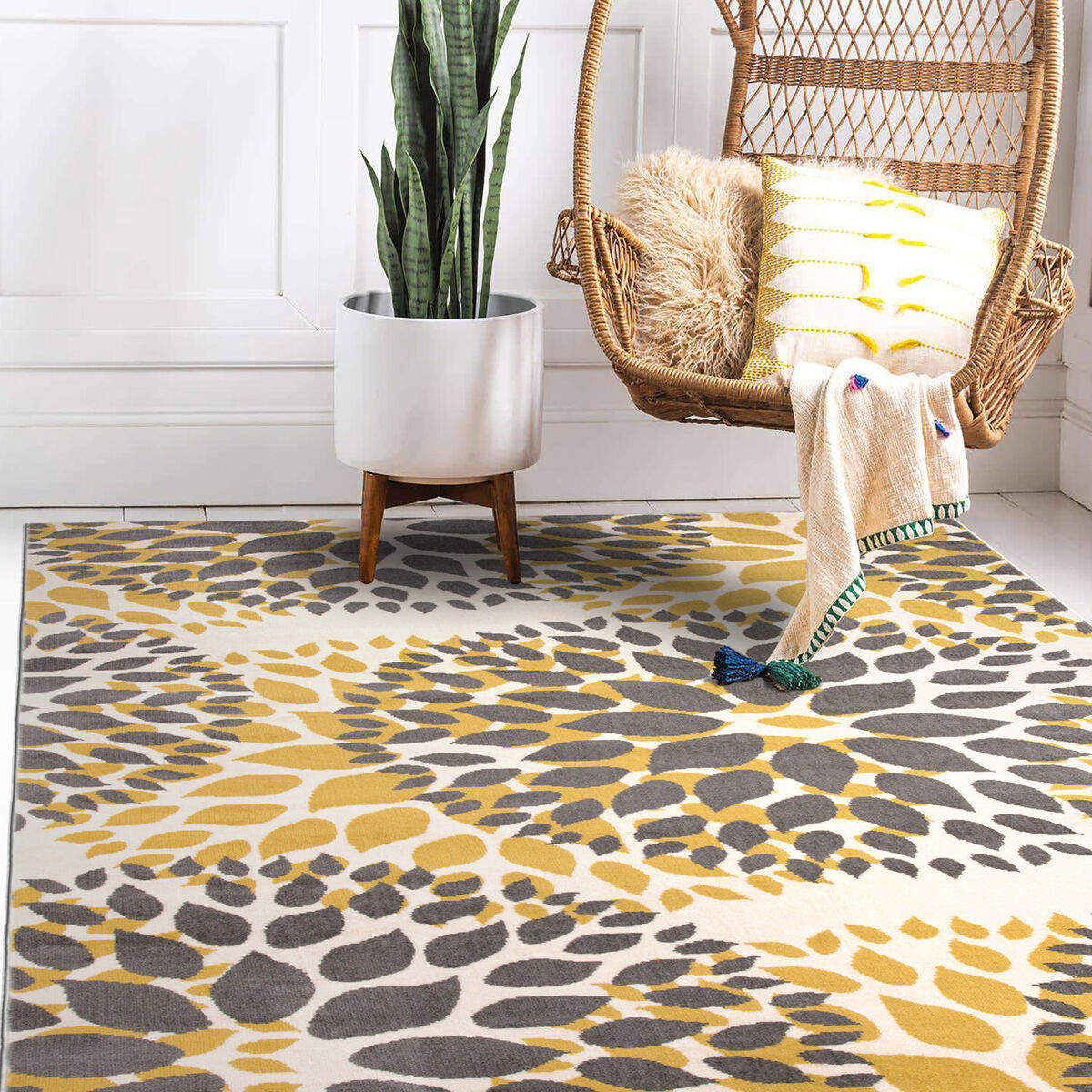 Rughsop Area Rug Modern Floral Circles Jute Rug Living Room Rughsop Area Rug Modern Floral Circles Jute Rug Living Room