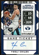 Yoeli Childs AU/99 2020-21 Panini Contenders Draft Pick Game Ticket Purple #113 