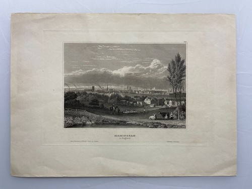 Original Beautiful Steel Engraving - Birmingham