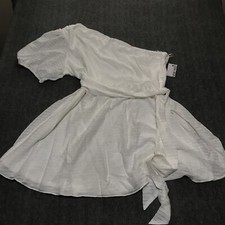 Nine West Dress Womens 3XL XXXL White One Shoulder Belted Plus Size Knee Length