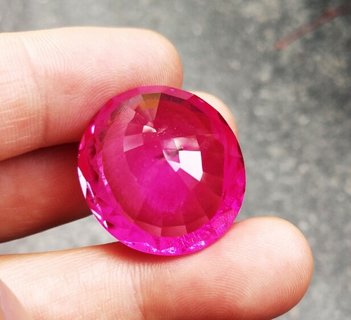 65cts. 26.5x23.5 mm. OVAL PINK RUBY RARE GEMS BIG Like REAL Gem Stone - Picture 7 of 7