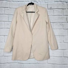 Nasty Gal Collection Women's Cream Long Sleeve Button Front Blazer Jacket Size 4