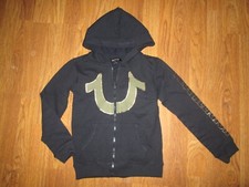 Girls TRUE RELIGION full zip fleece lined hooded sweatshirt jacket sz 6