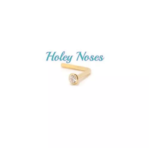 9K yellow gold 0.01ct Diamond Nose Stud Ring Pin Bone body jewellery coneset - Picture 3 of 6