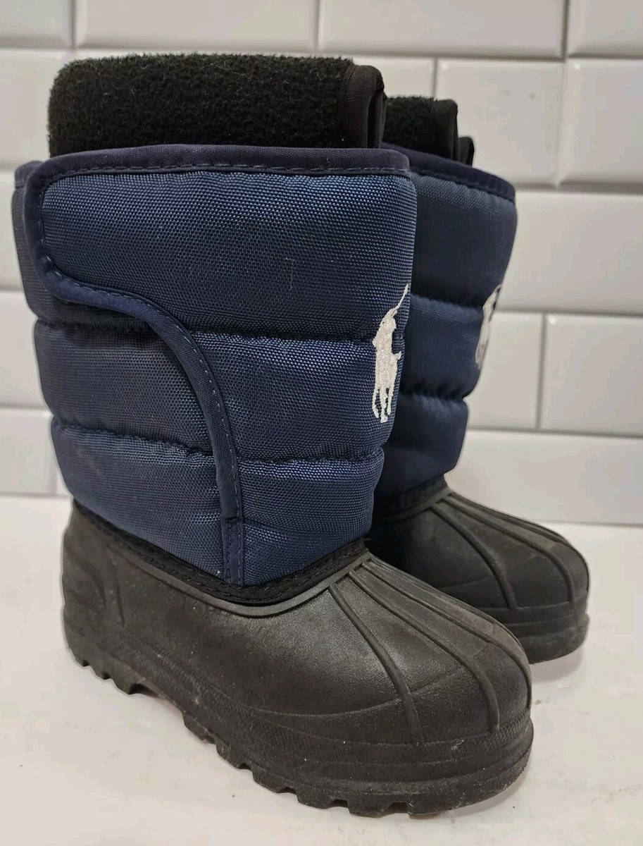 Polo Ralph Lauren Kids Boys Navy Blue Winter Snow Boots Size Toddler
