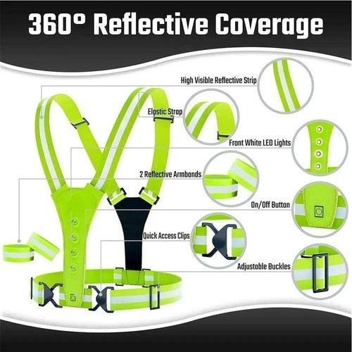 LED Reflective Vest Double-sided Lighting Night Running Light Up Vest Runners - Picture 3 of 9