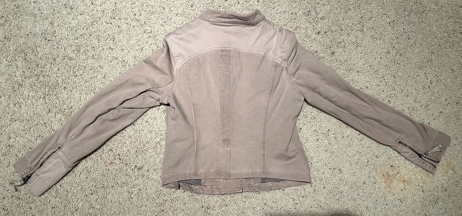 Peyton Jensen Womens Jacket Beige Tan Racer Moto Stretch Zip Sz M
