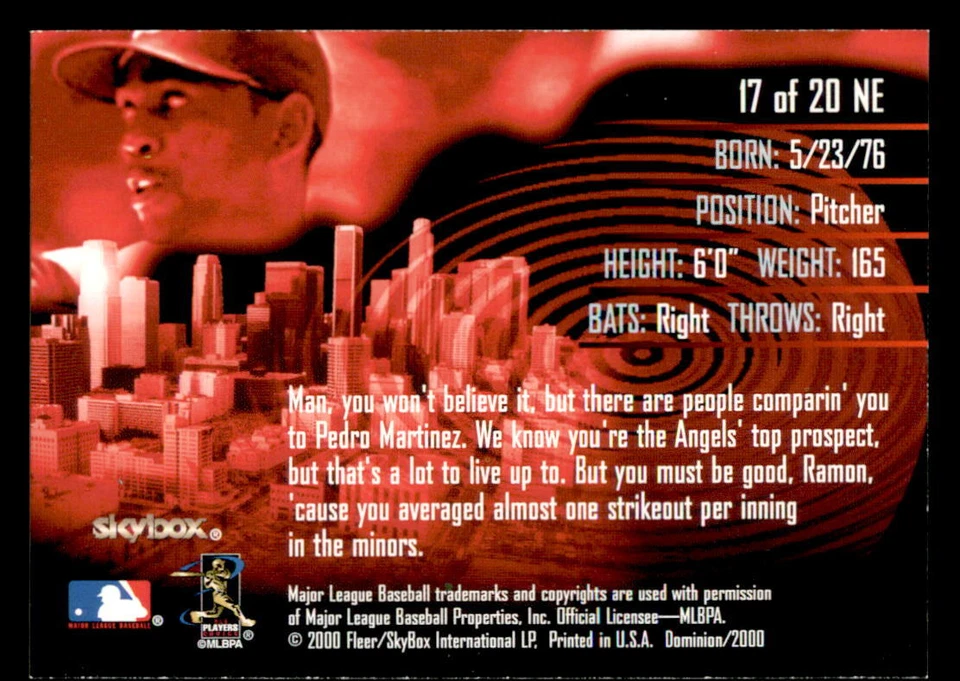2000 SkyBox Dominion New Era #17NE Ramon Ortiz Anaheim Angels - Image 2 of 2