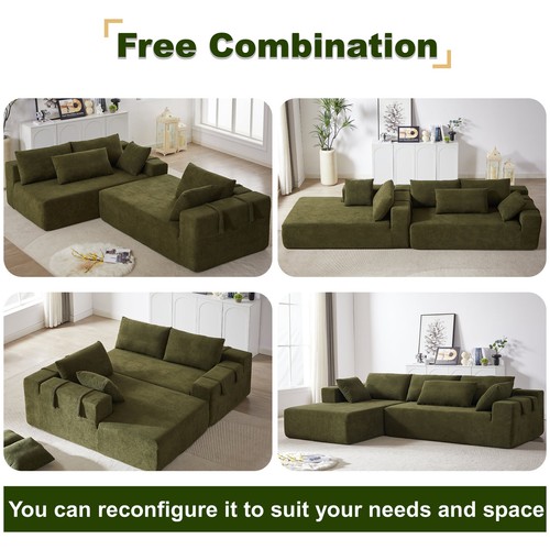 Modern Chenille Sectional Sofa 108" L-Shaped Couch Combination Sofa Right Chaise - Picture 21 of 22