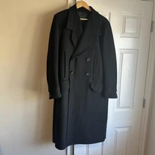 Rick Owens Officer Coat Black Size IT 48 New W Tags Double Breasted Long Coat