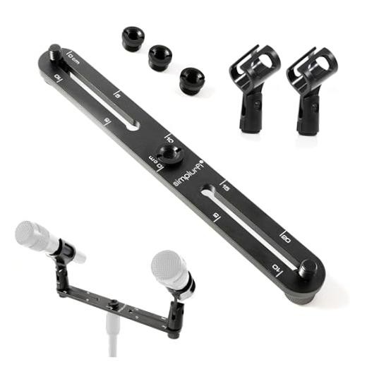 Stereo Array Spacing Microphone Mount with Ruled Markings - Holds with marking