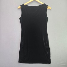 Missguided Velvet Mini Dress Sleeveless Bodycon M Black Boat Neck Party LBD