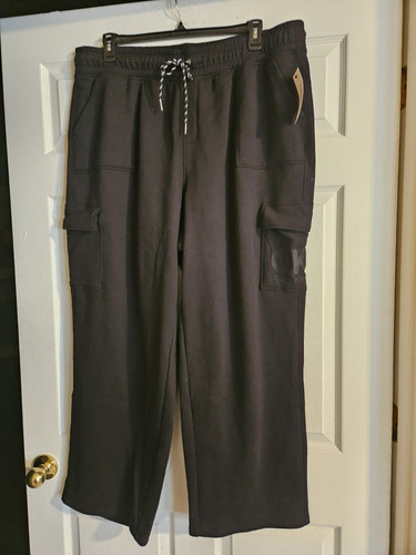 Calvin Klein Damen Wide Leg Pull On Elastic Waist Drawstring Cargo Sweat Pant 2x - Bild 1 von 8