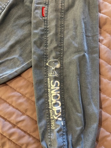 Snoopy Peanuts Kids Denim Jogger Pants Blue Elastic Waist Graphic
