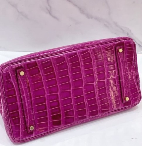 Hermes Birkin Crocodile 35 Shiny Pink Bag - Picture 8 of 9