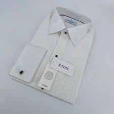 Eton Dress Shirt Mens XL 17 1/2 - 44 White Pleated Contemporary Fit Button Up