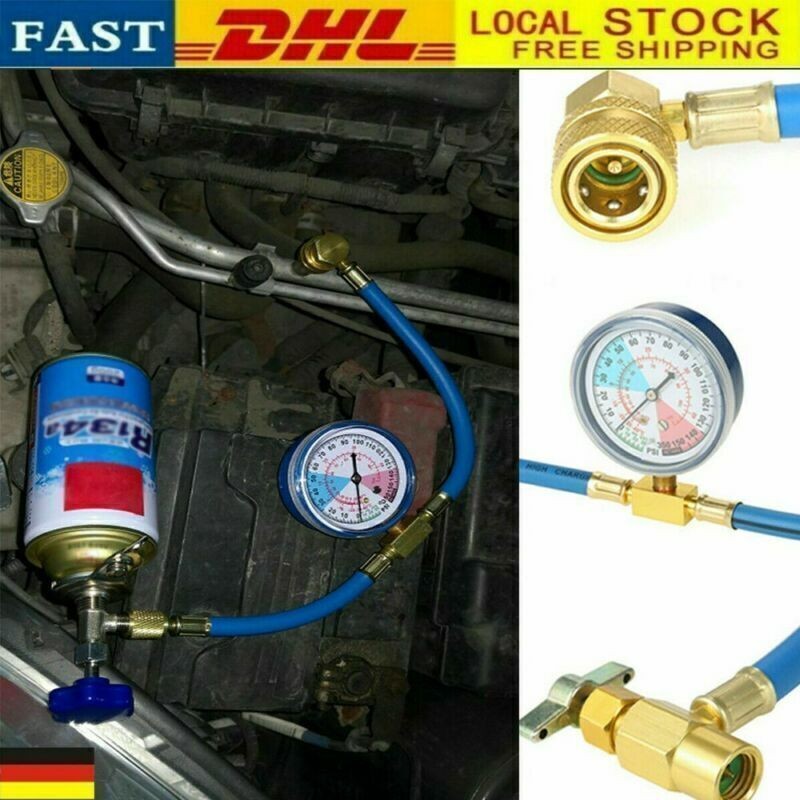 Kit de medición de recarga de refrigerante aire acondicionado coche R134A manguera medidor de gas