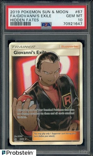 2019 Pokemon Sun & Moon Hidden Fates #67 FA/ Giovanni's Exile PSA 10 MINT