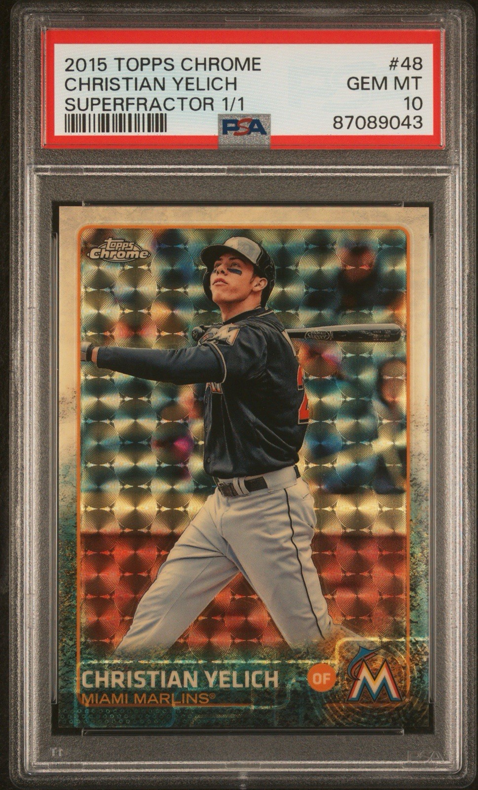 2015 Topps Chrome Christian Yelich Superfractor 1/1 PSA 10 view 3