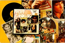 Vintage Postcard Retro Collage Playgrounds Album Cover With Vinyl Record