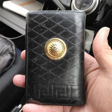 GIANNI VERSACE Leather Embossing Card Case Business Card