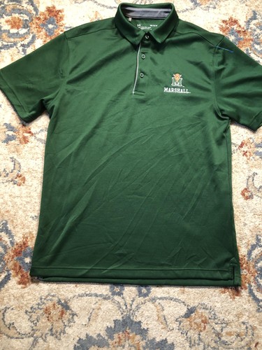 Marshall Thundering Herd Shirt Polo Mens Medium Green NCAA Football Under Armour - Picture 5 of 9