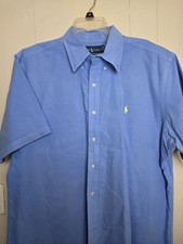 Polo Ralph Lauren Classic Fit Men's Shirt XL Blue Short Sleeve Cotton Shirt
