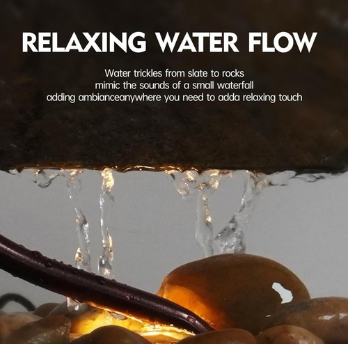 Indoor Tabletop Waterfall Moon Fountain, Home Décor Soothing Rain Sound Meditati - Picture 5 of 7