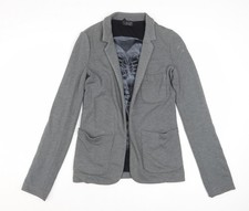 Topshop Womens Grey UK 8 Classic Blazer Jacket Casual Cotton Blend