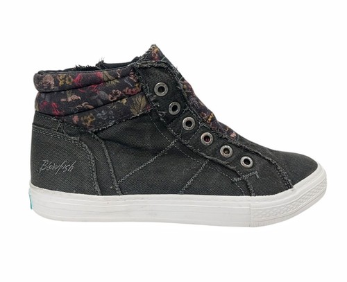 Blowfish Malibu Sneakers Kora Mid Top Zip Tela Floreale Grigio Antracite Donna 11,5 - Foto 3 di 11