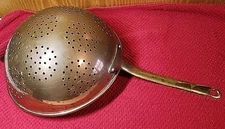 Copper Cookware 9” Sieve Strainer Colander With 7.5" Brass Handle Use Or Display