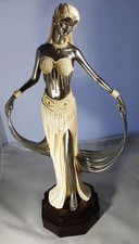 STUNNING VINTAGE EXPRESSION BY REGENCY ART DECO STYLE RESIN SILVER LADY FIGURINE