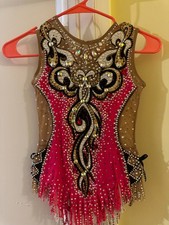 Handmade Rhythmic Gymnastics Leotard with Swarovski Crystals Girls Ages 10-12
