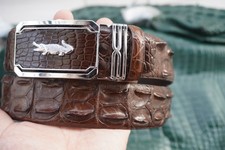 W 1.5 inch - Dark Brown Genuine CROCO Hornback LEATHER Skin Men's Belt P42