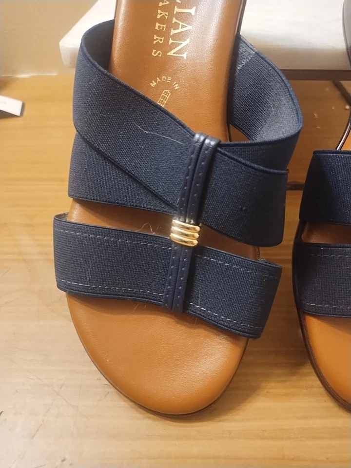 Italian Shoemakers Size 7.5 Sandal Flip Flop Black Fabric Women M - Image 4 of 4