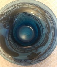 Studio glass. Small Bowl. Blue. Beautiful pattern. Pontil mark etc
