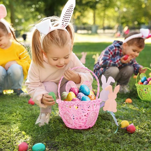 6 Pcs Easter Egg Baskets - Handmade 6 Colors Bunny Ears Easter Baskets for Ea... - Picture 5 of 7