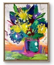 Original Art Flowers Yay 14x11 Figurative Abstract Expressionist Art Painting