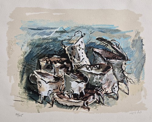 Yosl Bergner Hebrew SIGNED Still Life Print #94/125 Jewish Israeli UNFRAMED - Picture 6 of 11