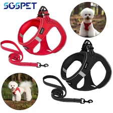 Small Dogs Breathable Soft Mesh Harness Vest Collar Chest Strap Leash Set 3XS-L